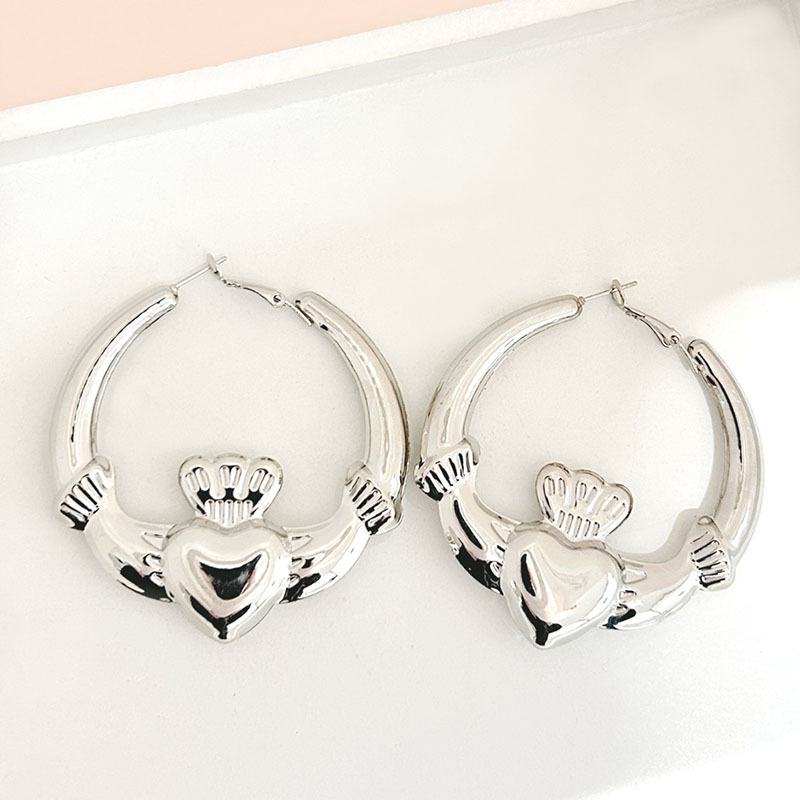 Stainless Steel Crown Hoop Earrings