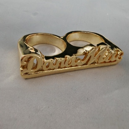 Two Finger Ring Personalized Gold Plated Double Name Ring