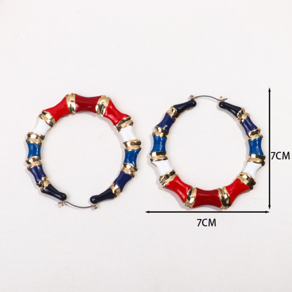 Colorful Big Exaggerated Geometric Big Round Circle Bamboo Hoop Earrings