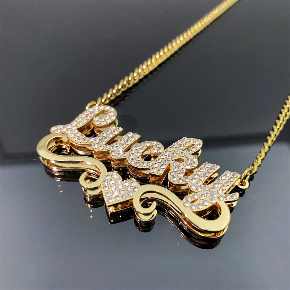 Shiny Necklace Double Layer Diamond Necklace Customized Name Necklace