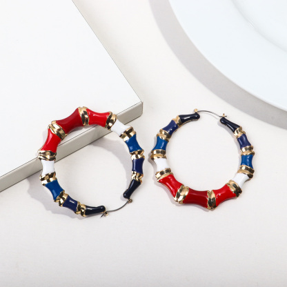Colorful Big Exaggerated Geometric Big Round Circle Bamboo Hoop Earrings