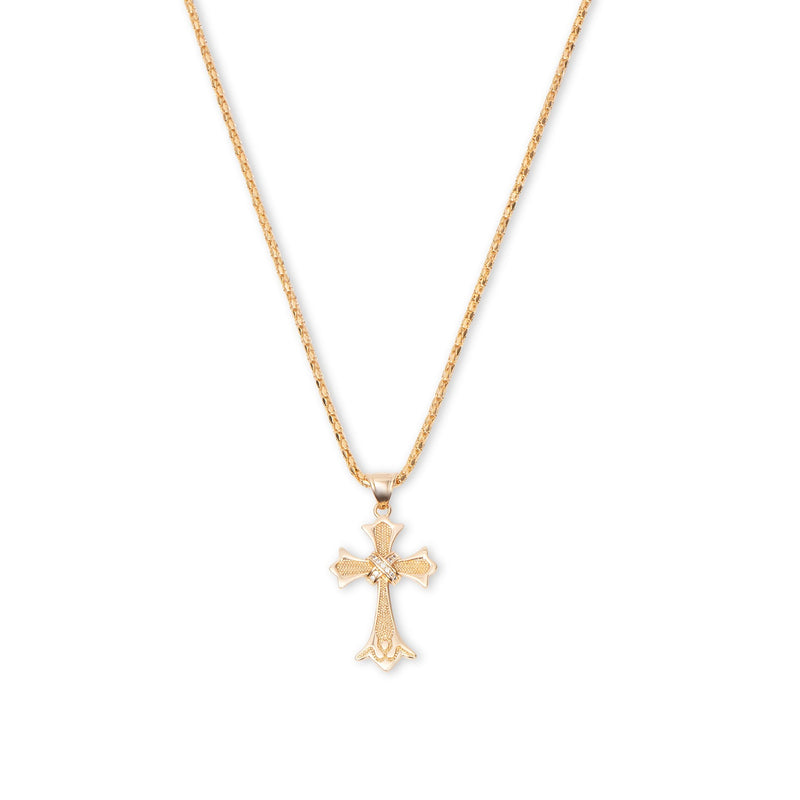 Cross Necklace Box Chain Gold Plated Necklace