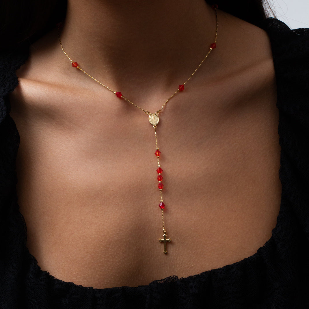The Bold Red Rosary Necklace Cross Necklace