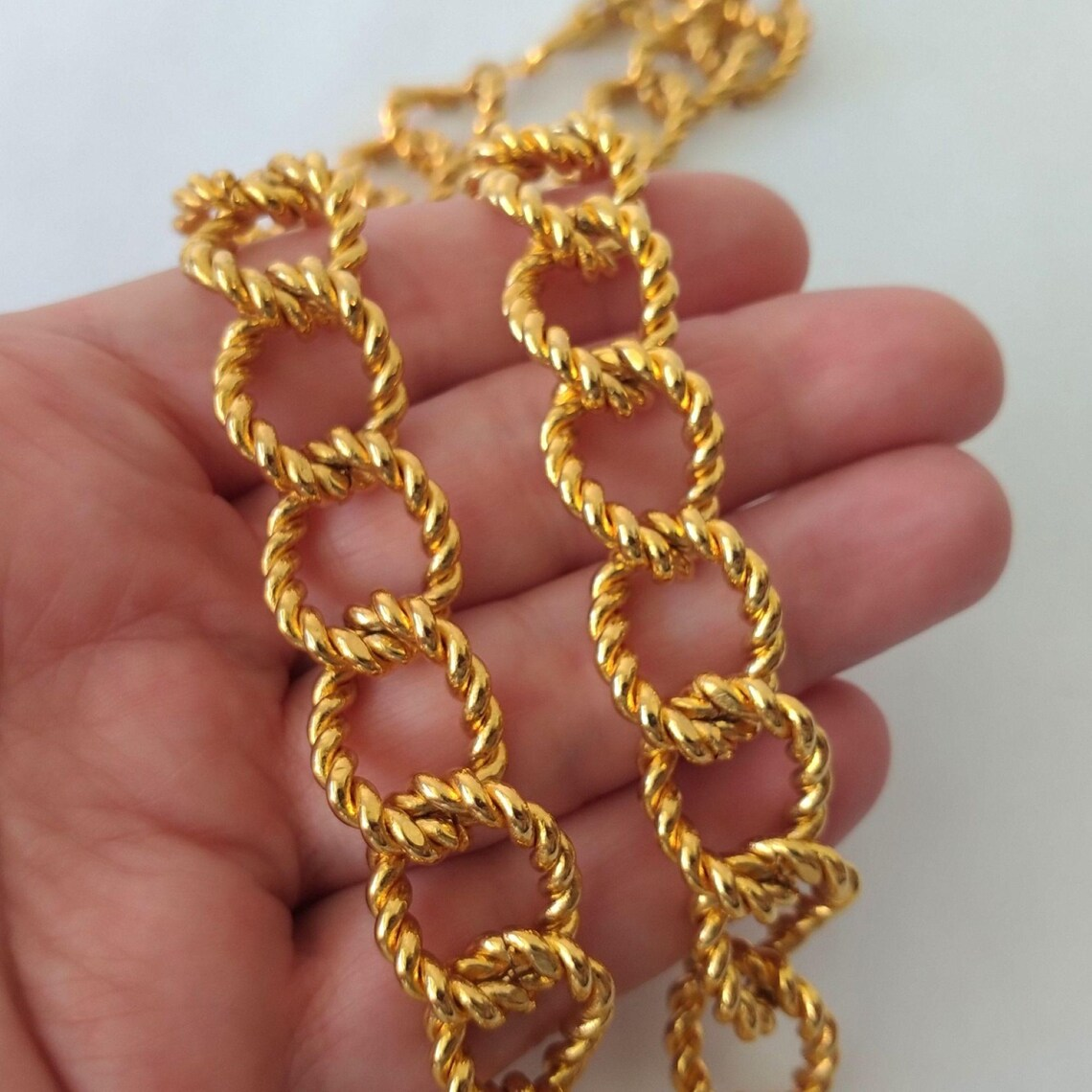 Vintage Style Gold Plated Twisted Curb Link Chain Necklace