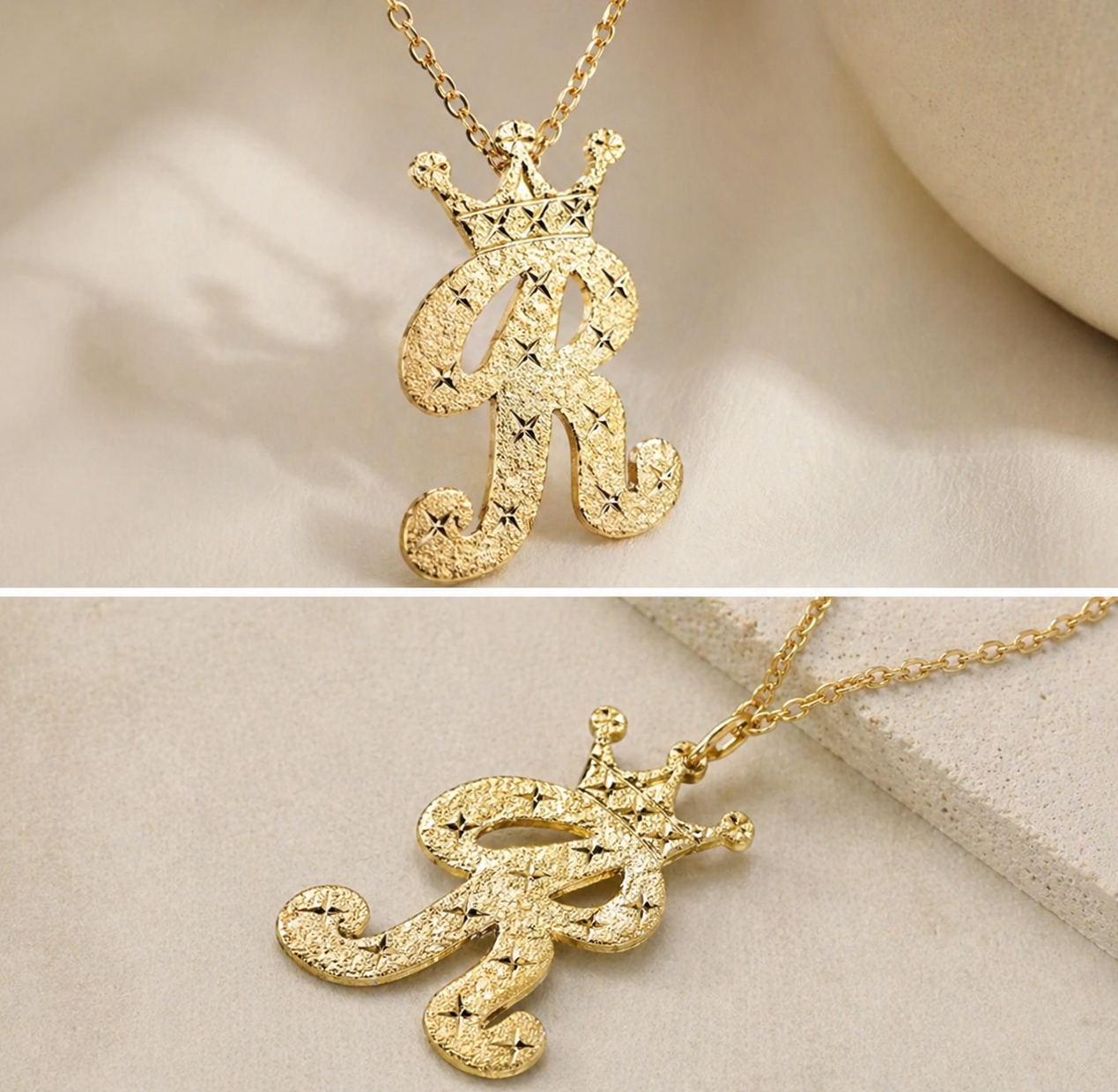 Single Layer Crown Letter Necklace