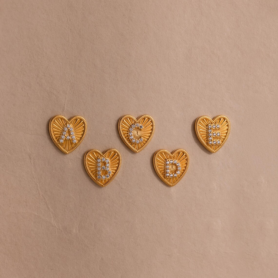 Personalized Heart Stud Earrings with Zirconia Initial
