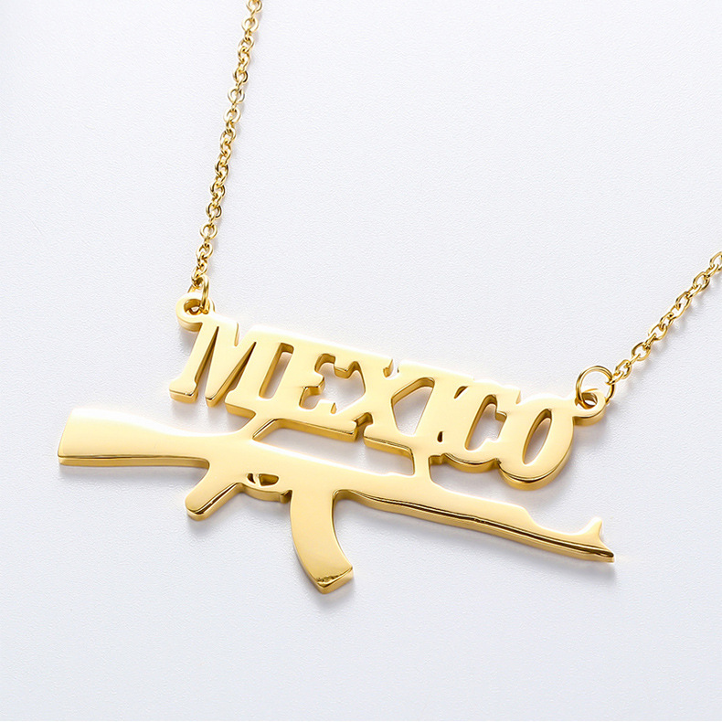 Personalized Gun Pendant Game Name Necklace