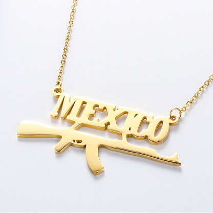 Personalized Gun Pendant Game Name Necklace