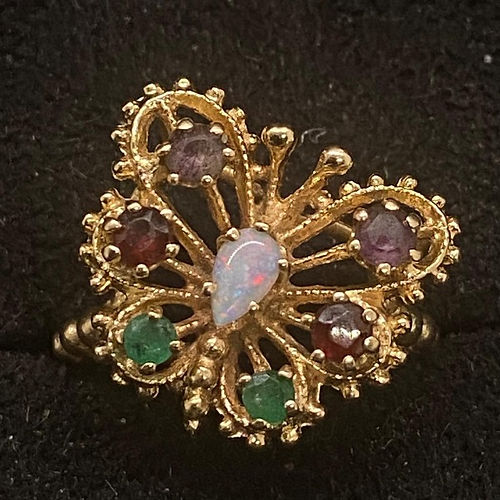 Gold Multi Stone Butterfly Ring Custom Birthstone Ring