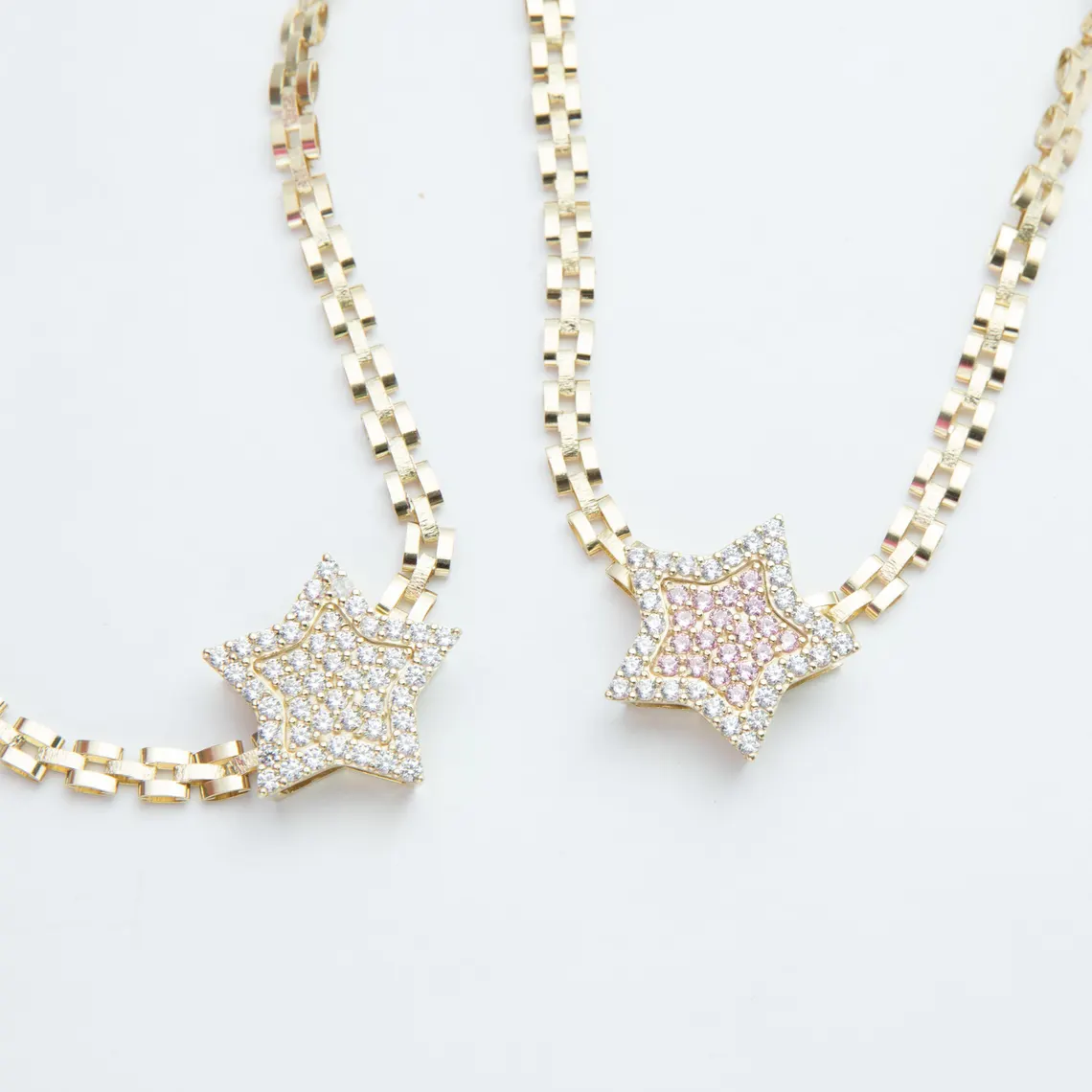 6.5mm RX Chain with Zirconia Lucky Star Pendant Necklace RX Style