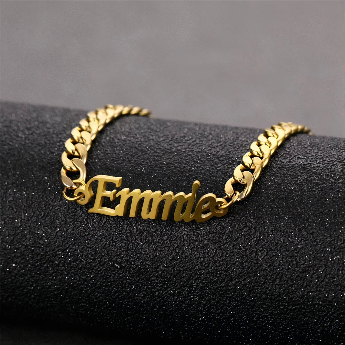 Personalized Gold Plated Nameplate Anklet Curb Chain