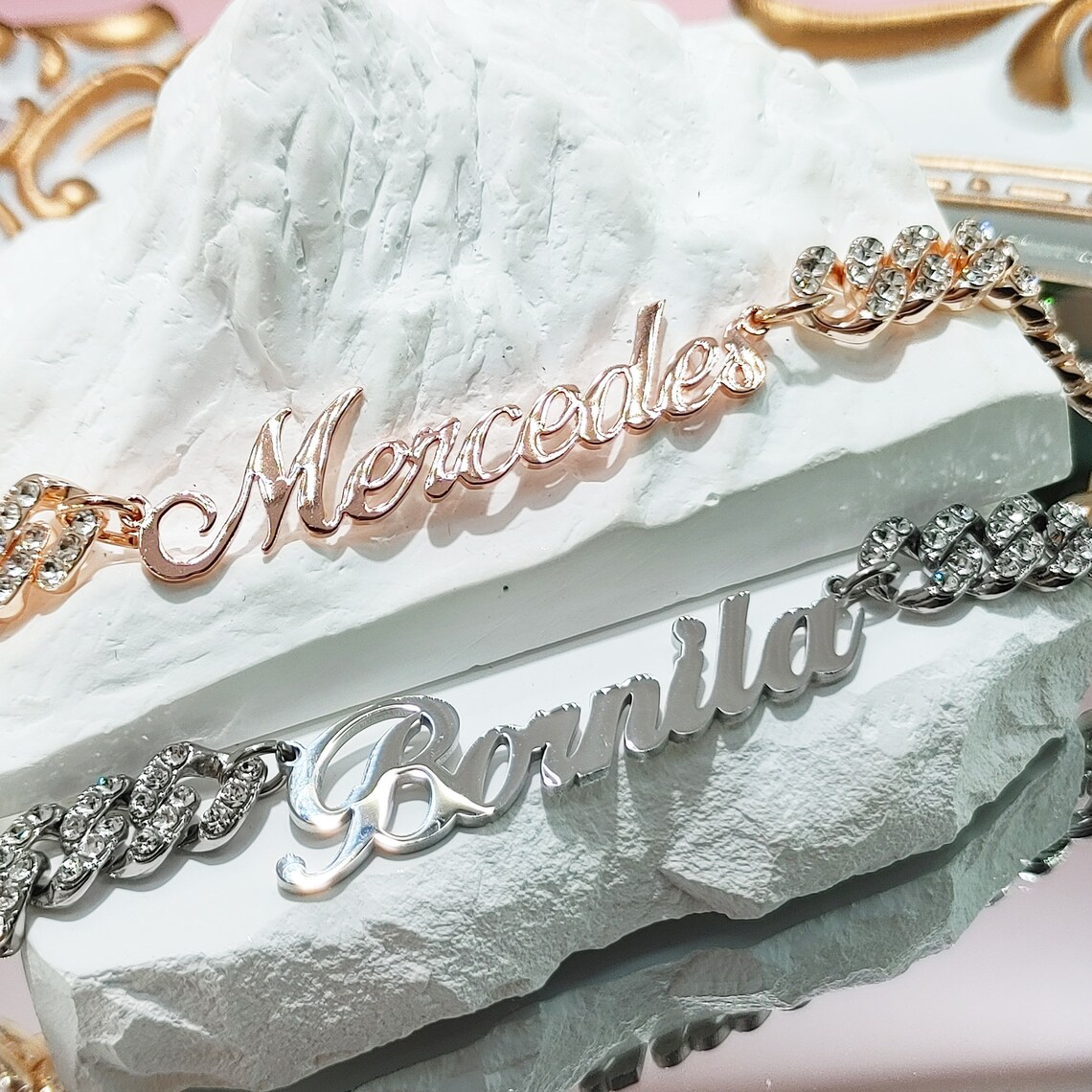 Iced Out Nameplate Cuban Chain Name Necklace