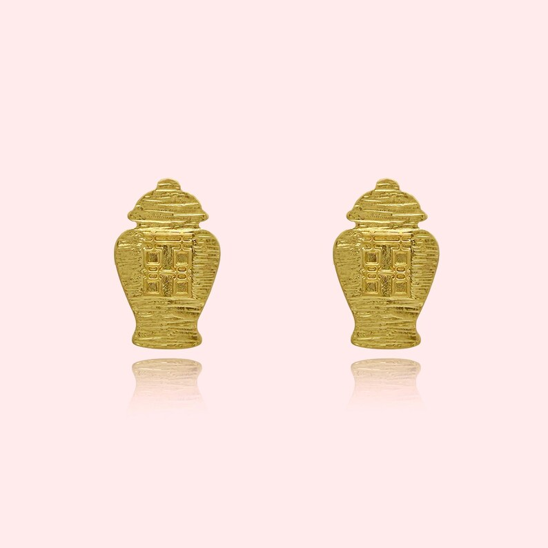 Gold Plated Chinoiserie Ginger Jar Earrings