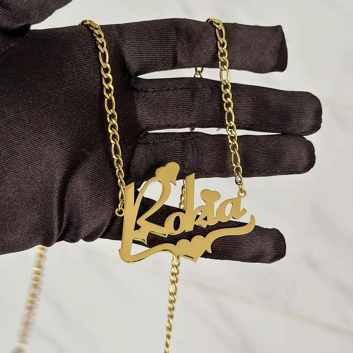 Personalized Heart Name Necklace Bracelet Twist Hoop Earrings Jewelry Set Kids Gift