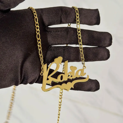 Personalized Heart Name Necklace Bracelet Twist Hoop Earrings Jewelry Set Kids Gift