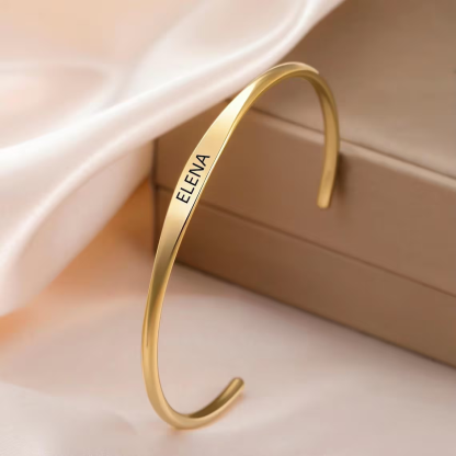 Custom Engraved Name Open Cuff Bangle Bracelet