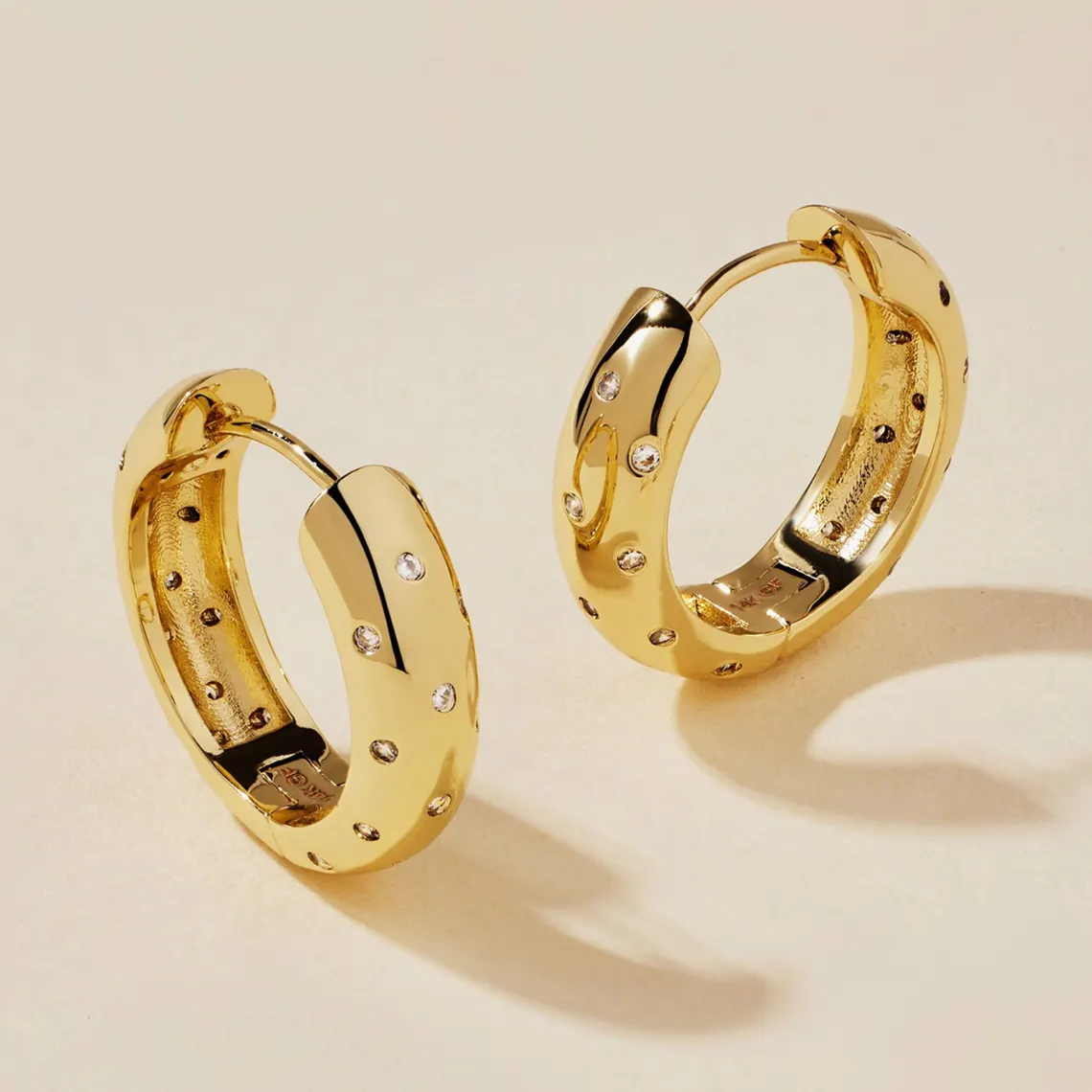 Zirconia Hoop Earrings Small Chunky Hoop Gold Earrings