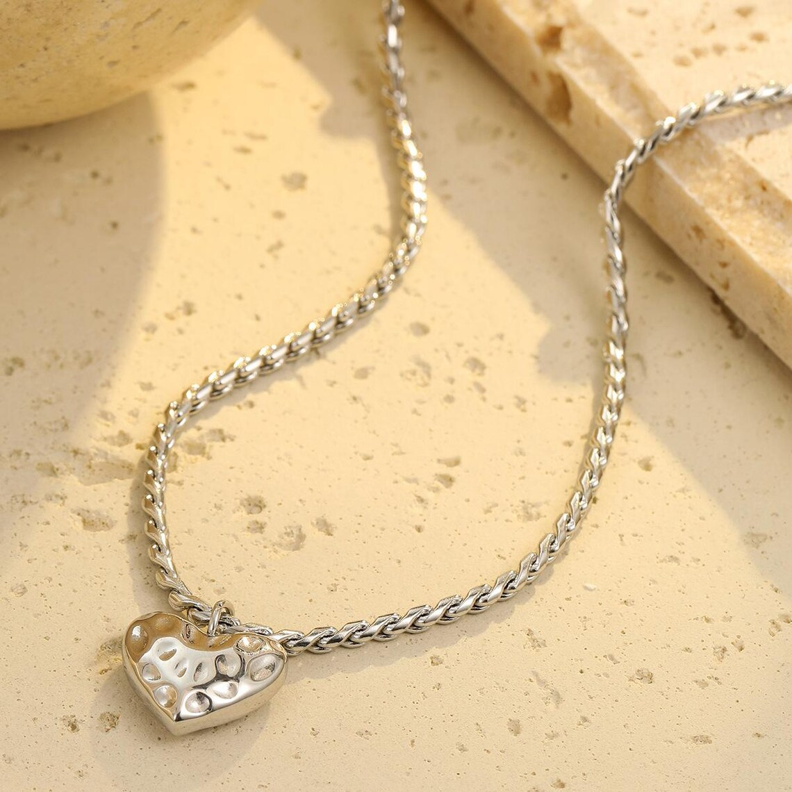 Vintage Style Nugget Heart Pendant Necklace Woman Gifts