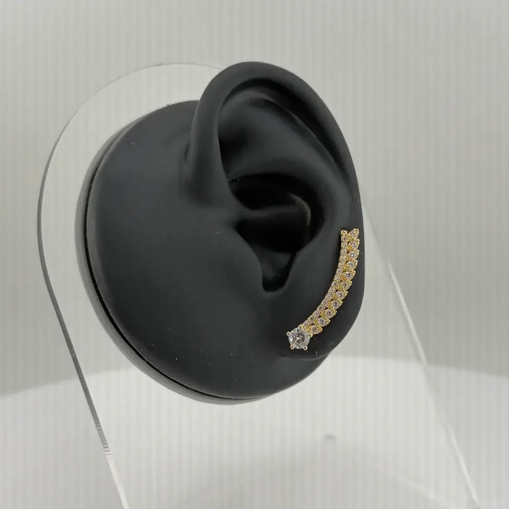 Gold Plated Cube Zirconium Oxide Meteor Earring Loop