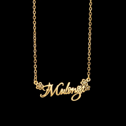 Zircon Flower Personalized Gold Plated Name Necklace