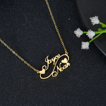 Couple Names with Hearts Gold Plated Personalized Necklace