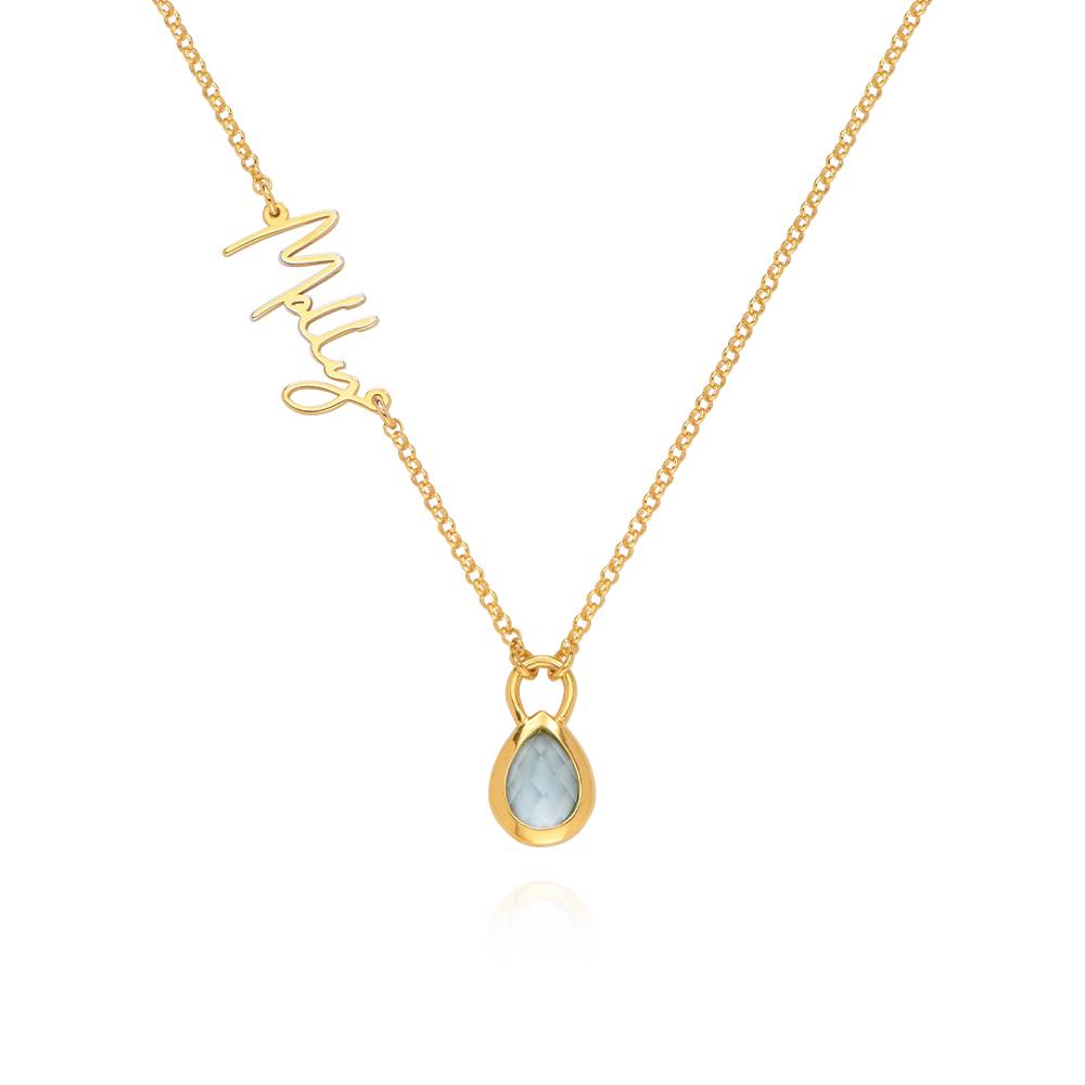 Teardrop Name Necklace with Gemstones Custom Name Necklace