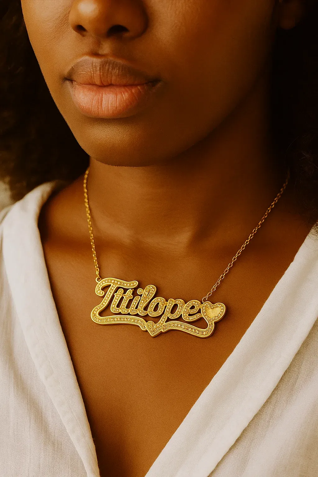 AI-Designed Gold Plated Custom Name Necklace with Zircon