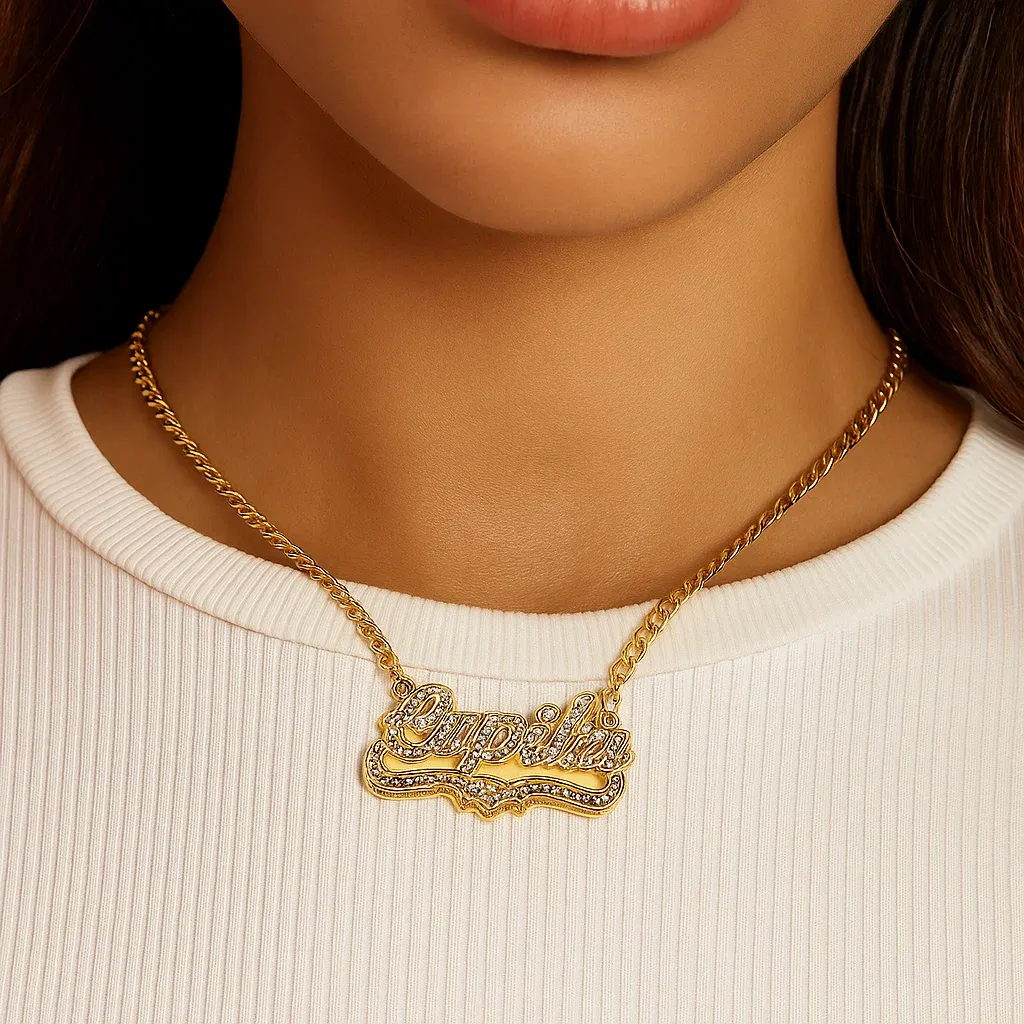 Gilded Zircon Custom Name Necklace