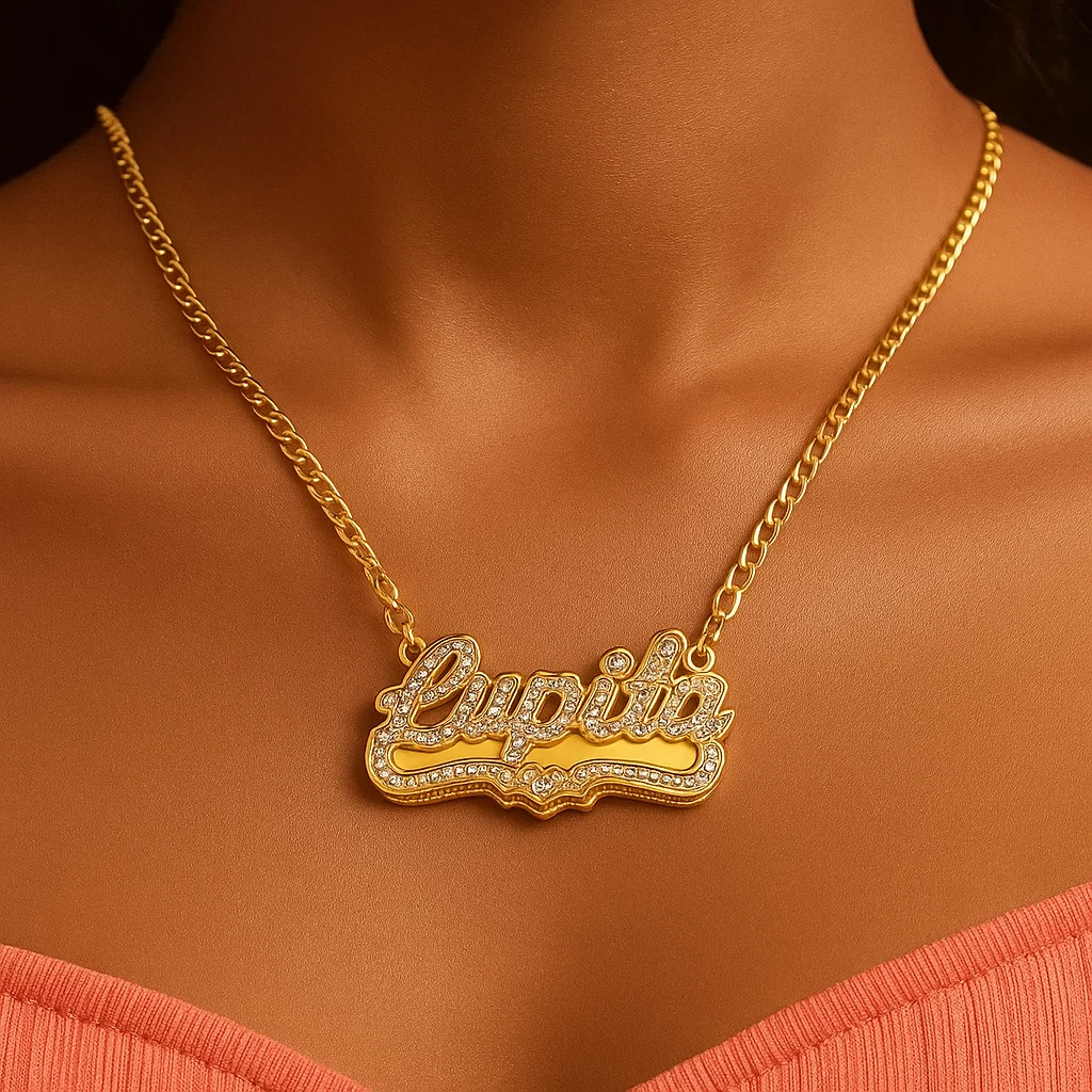 Gilded Zircon Custom Name Necklace