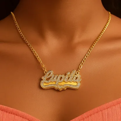 Gilded Zircon Custom Name Necklace