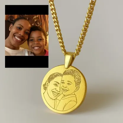 Personalized Gold Pendant with Custom Photo Engraving