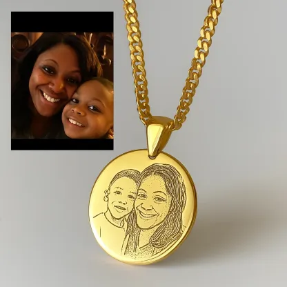 Personalized Gold Pendant with Custom Photo Engraving