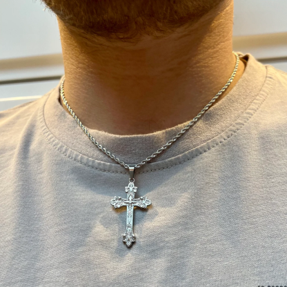 Vintage Style Mens Big Cross Crucifix Pendant Pendant Necklace