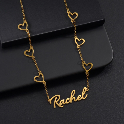 Personalized Gold Plated Heart Pendants Nameplate Necklace
