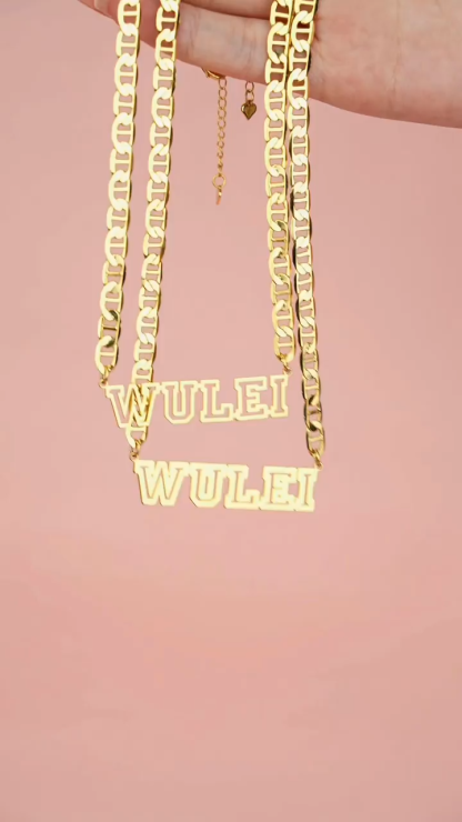 Hollow Letter Nameplate Pendant Personalized Custom Gold Plated Name Necklace
