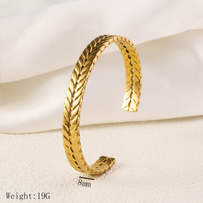 Chic Braided Arrow Head Snakeback Stainless Steel Bangle Bracelet