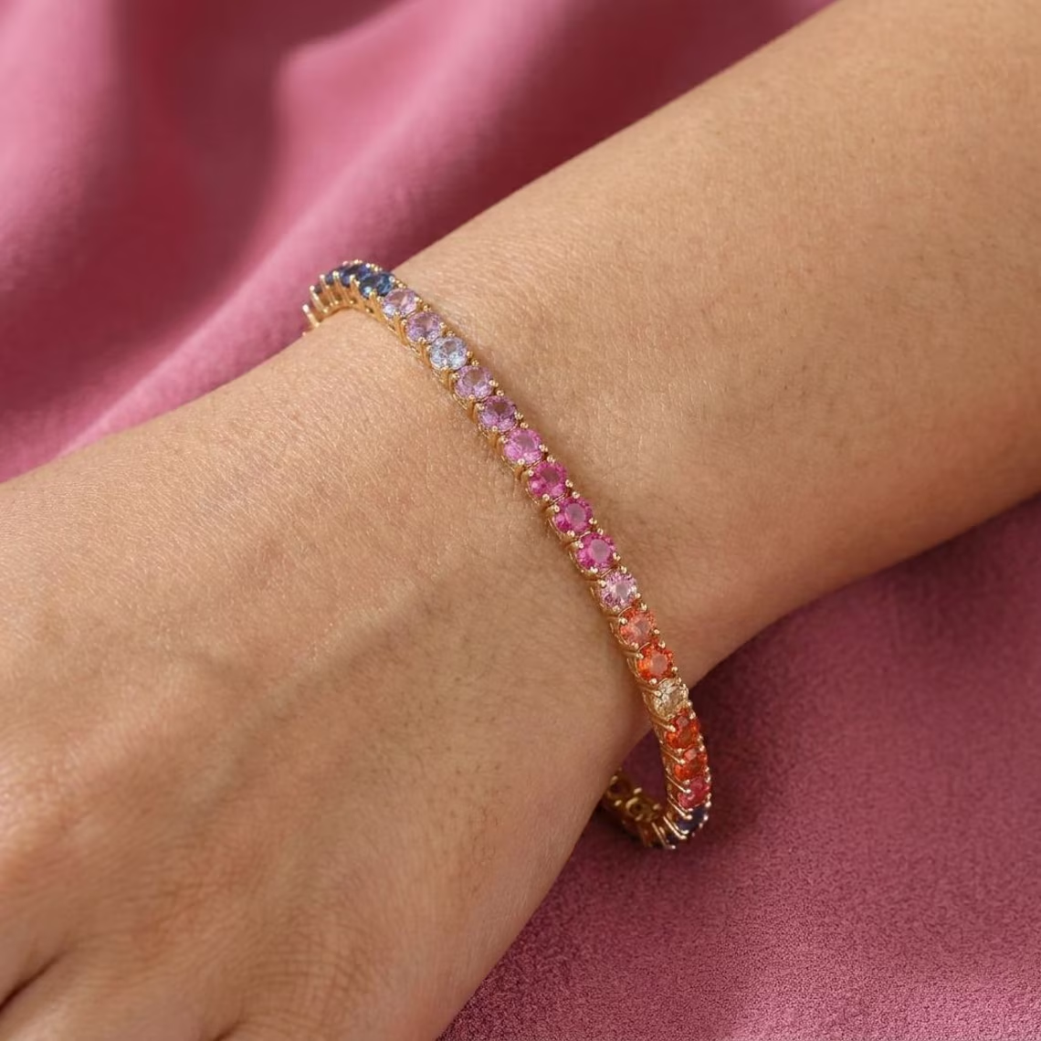 Rabow CZ Tennis Chain Colorful Bracelet