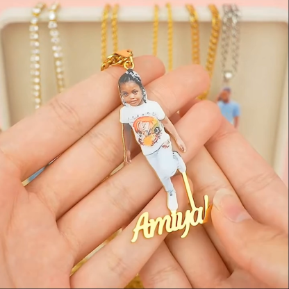 Photo Nameplate Pendant  Personalized Custom Name Necklace