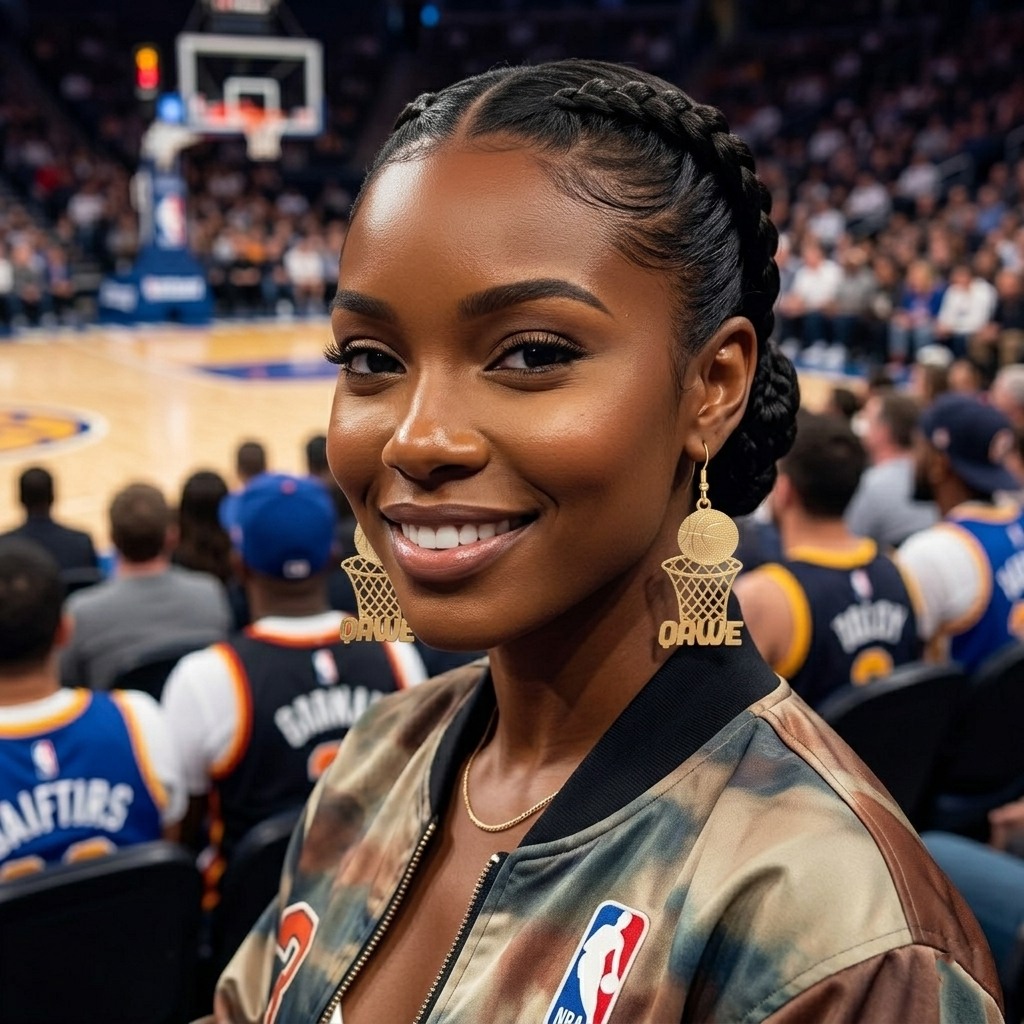 Custom Basketball Nameplate Pendant Earrings