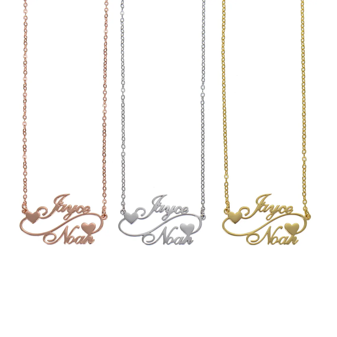 Couple Names with Hearts Gold Plated Personalized Necklace