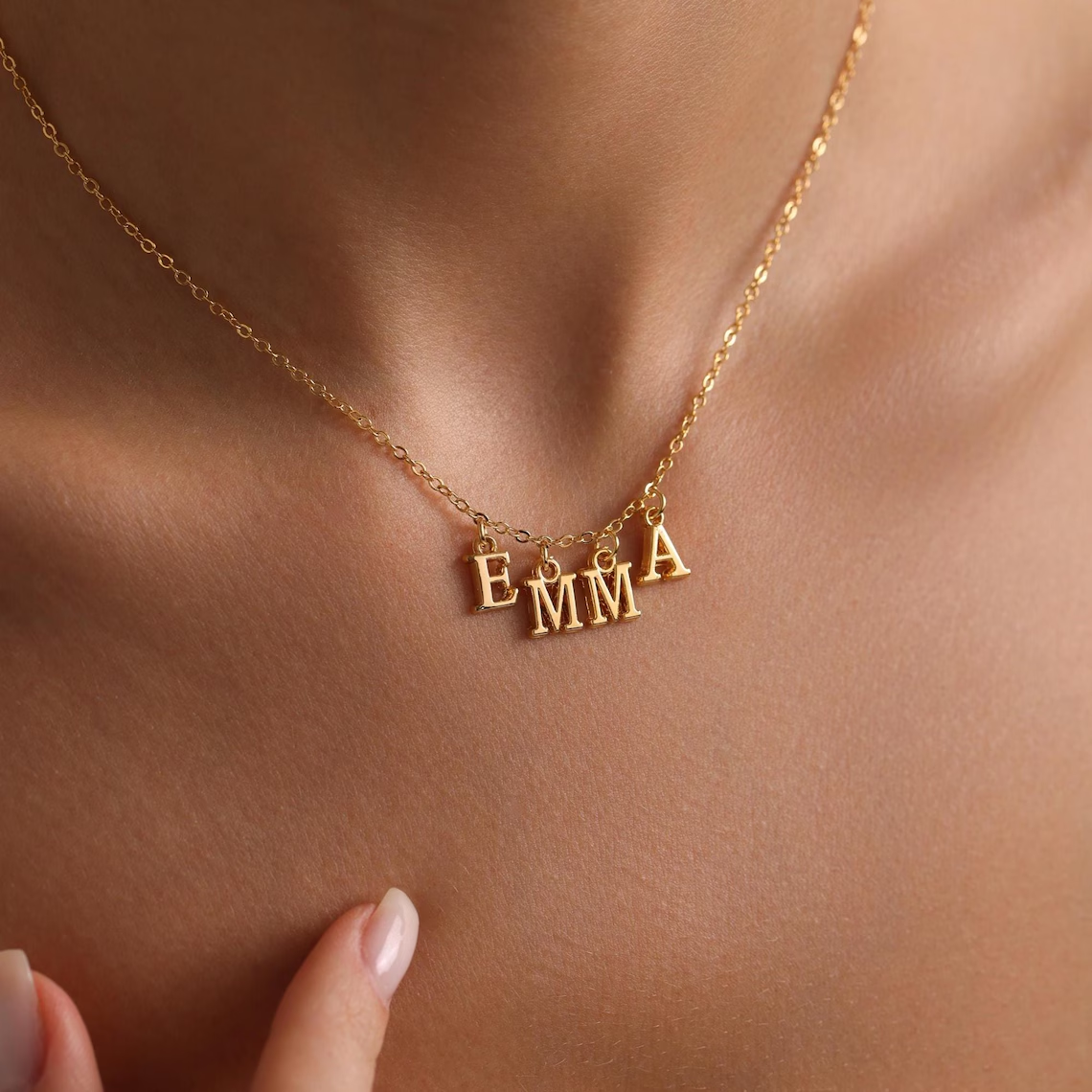 Custom Personalized Minimalist Initial Letters Pendant Name Necklace