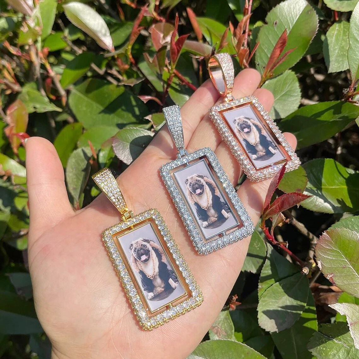 Cuban Chain Custom Iced Out CZ Bling Square Photo Necklace