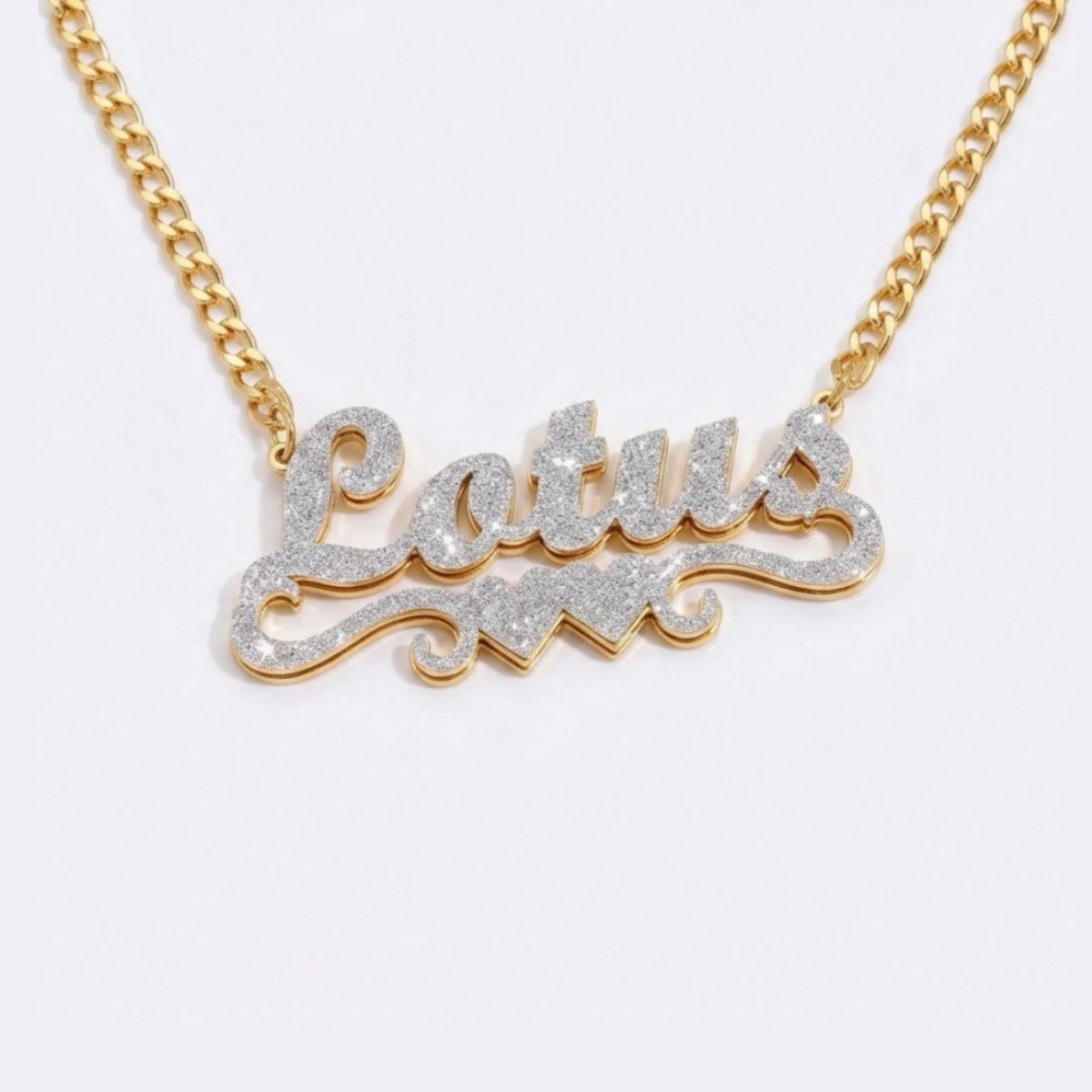 Shiny Heart Shape Stainless Steel Customized Double Layer Name Necklac
