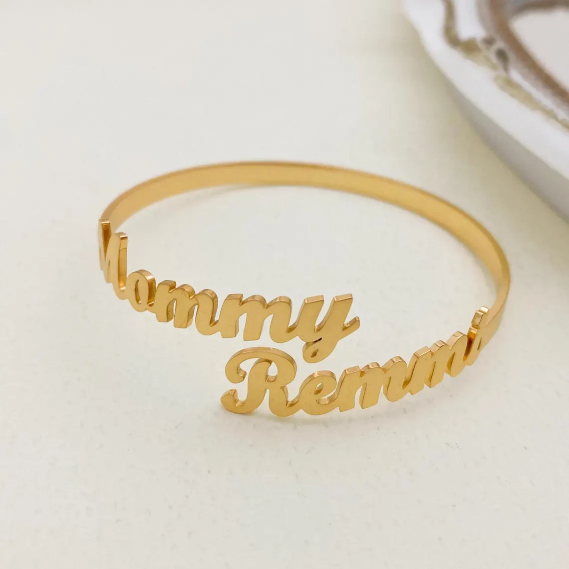 Gold Plated Two Names Custom Couple Bangle Bracelet