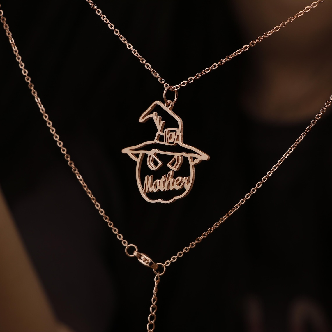 Halloween Personalized Pumpkin Pendant Nameplate Necklace
