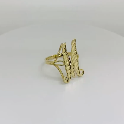 Personalized Cursive Initial Letter Diamond Cut Ring