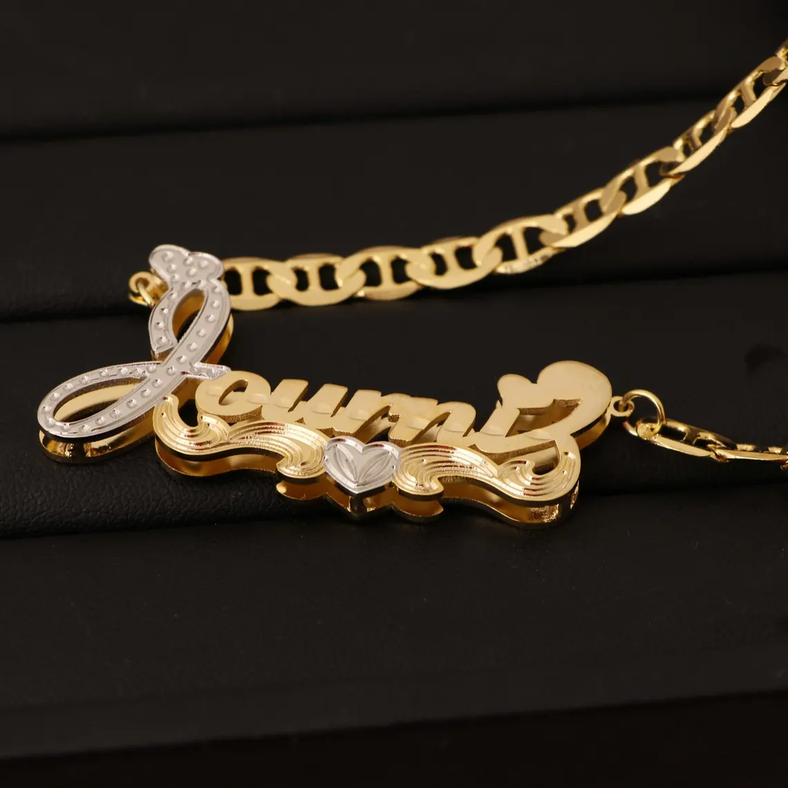 Personalized Double Plated Two Tone Name Necklaces