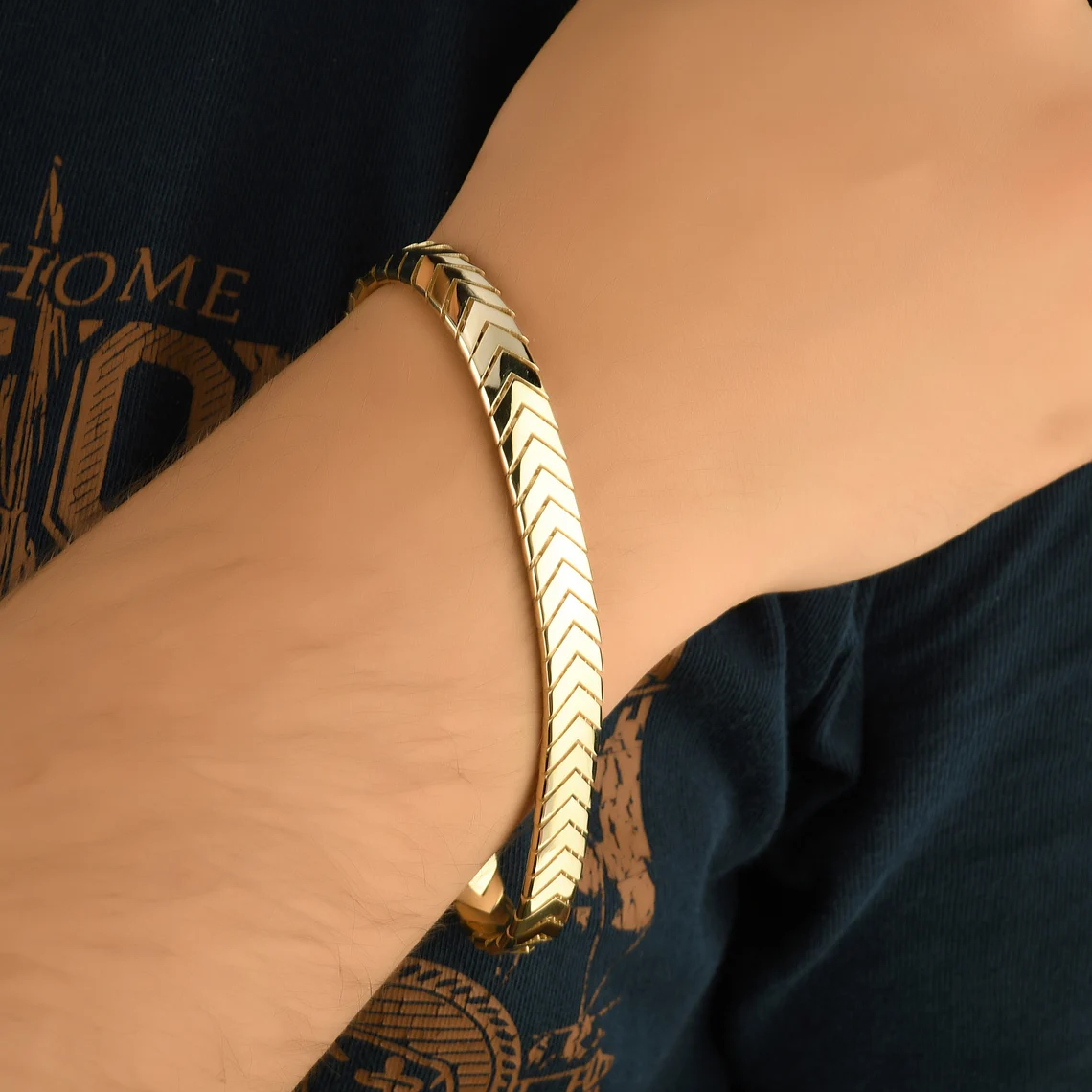Stainless Steel Arrow Head Snakeback Men Bracelet