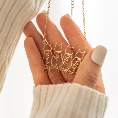 1 to 4 Personalized Memorial Cat Name Necklace Pet Jewelry