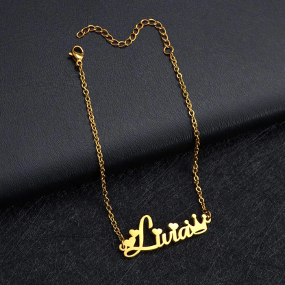 Heart Name with Crown Personalized Bracelet Gold Plated